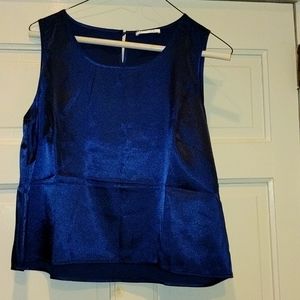 Blue satiny lounge top, size M